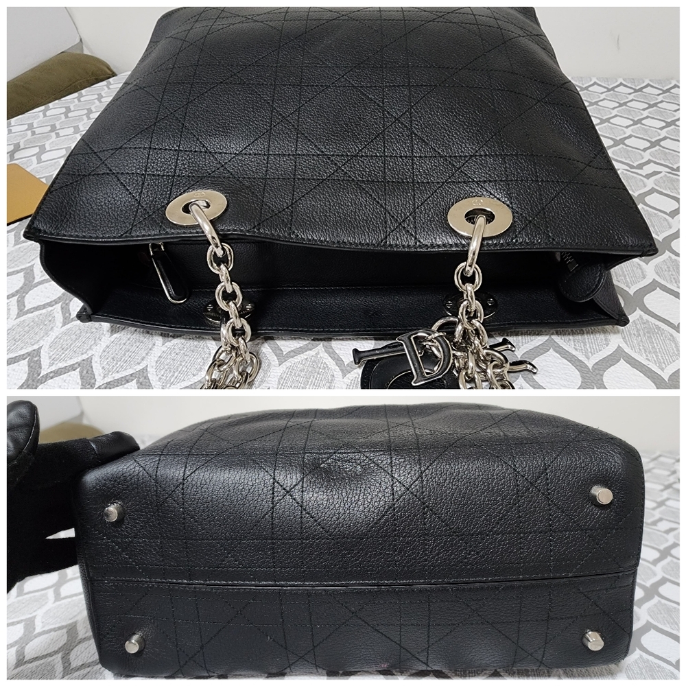 CHRISTIAN DIOR Grained Calfskin Leather Cannage Quilted Medium Ultradior Tote Ba - Picture 8 of 14